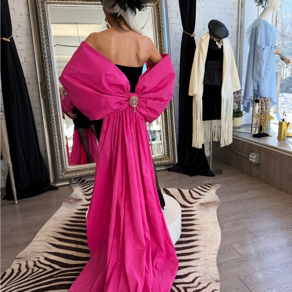 Pink Strapless Backless High-Low Gown - Picture 3 of 6
